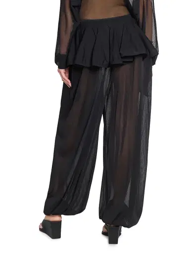 Alaïa Women's Sheer Crinoline Peplum-Waist Parachute Pants - Noir Alaia | Thumbnail 5 Alaïa Women's Sheer Crinoline Peplum-Waist Parachute Pants - Noir Alaia | Thumbnail 5