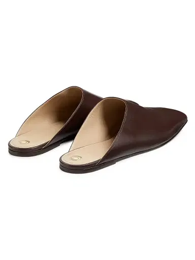 Loro Piana Women's Alba Waxed Leather Mules - Powder Brown | Thumbnail 3 Loro Piana Women's Alba Waxed Leather Mules - Powder Brown | Thumbnail 3
