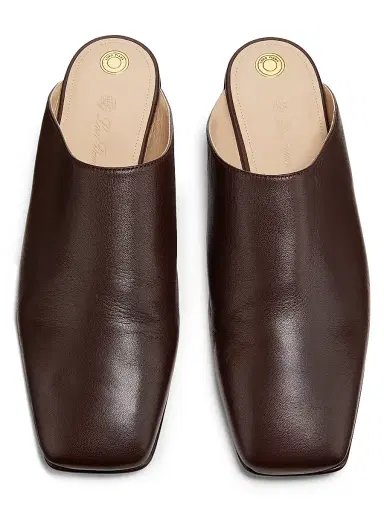 Loro Piana Women's Alba Waxed Leather Mules - Powder Brown | Thumbnail 4 Loro Piana Women's Alba Waxed Leather Mules - Powder Brown | Thumbnail 4