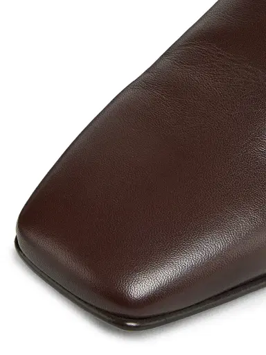 Loro Piana Women's Alba Waxed Leather Mules - Powder Brown | Thumbnail 5 Loro Piana Women's Alba Waxed Leather Mules - Powder Brown | Thumbnail 5