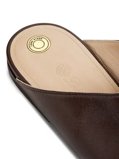 Loro Piana Women's Alba Waxed Leather Mules - Powder Brown | Thumbnail 6 Loro Piana Women's Alba Waxed Leather Mules - Powder Brown | Thumbnail 6