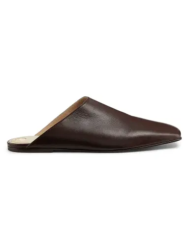 Loro Piana Women's Alba Waxed Leather Mules - Powder Brown | Thumbnail 1 Loro Piana Women's Alba Waxed Leather Mules - Powder Brown | Thumbnail 1