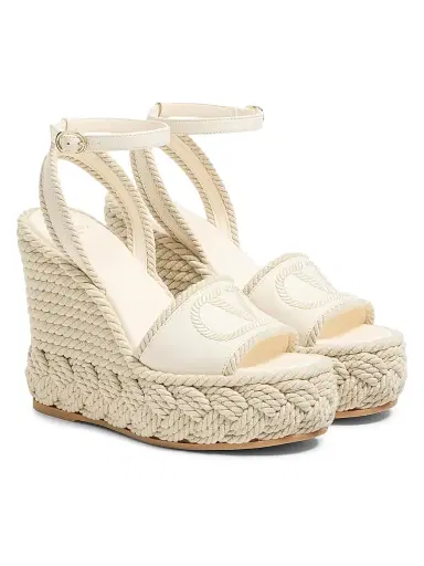 Valentino Garavani Women's VLogo Torchon Wedge Sandals in Nappa 130MM - Ivory - Size 12 | Thumbnail 2 Valentino Garavani Women's VLogo Torchon Wedge Sandals in Nappa 130MM - Ivory - Size 12 | Thumbnail 2