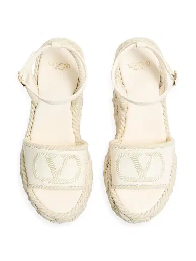 Valentino Garavani Women's VLogo Torchon Wedge Sandals in Nappa 130MM - Ivory - Size 12 | Thumbnail 4 Valentino Garavani Women's VLogo Torchon Wedge Sandals in Nappa 130MM - Ivory - Size 12 | Thumbnail 4