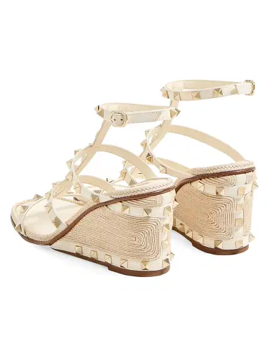 Valentino Garavani Women's Rockstud Wedge Sandals 80MM - Ivory - Size 11 | Thumbnail 4 Valentino Garavani Women's Rockstud Wedge Sandals 80MM - Ivory - Size 11 | Thumbnail 4
