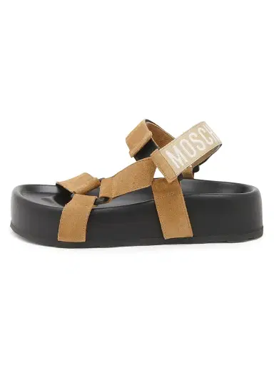 MOSCHINO Women's Sporty Logo-Detailed Suede Platform Sandals | Thumbnail 1 MOSCHINO Women's Sporty Logo-Detailed Suede Platform Sandals | Thumbnail 1