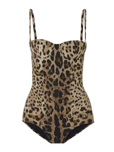 Dolce & Gabbana Embellished Leopard-print Underwired Swimsuit | Thumbnail 1 Dolce & Gabbana Embellished Leopard-print Underwired Swimsuit | Thumbnail 1