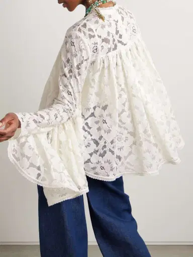 Zimmermann Illuminate Gathered Cotton-blend Lace Blouse | Thumbnail 4 Zimmermann Illuminate Gathered Cotton-blend Lace Blouse | Thumbnail 4