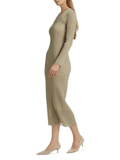 Vince Women's Plissé Long-Sleeve Midi-Dress | Thumbnail 4 Vince Women's Plissé Long-Sleeve Midi-Dress | Thumbnail 4