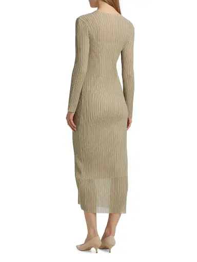 Vince Women's Plissé Long-Sleeve Midi-Dress | Thumbnail 5 Vince Women's Plissé Long-Sleeve Midi-Dress | Thumbnail 5
