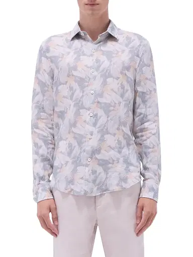 Bugatchi Men's Julian Linen Shaped Button-Front Shirt | Thumbnail 3 Bugatchi Men's Julian Linen Shaped Button-Front Shirt | Thumbnail 3