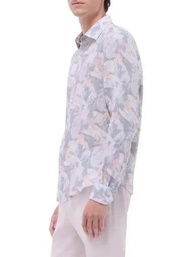 Bugatchi Men's Julian Linen Shaped Button-Front Shirt | Thumbnail 4 Bugatchi Men's Julian Linen Shaped Button-Front Shirt | Thumbnail 4