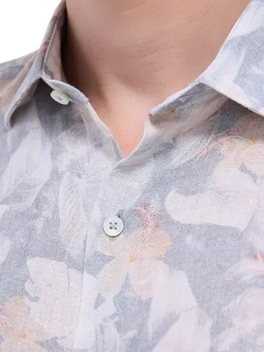 Bugatchi Men's Julian Linen Shaped Button-Front Shirt | Thumbnail 7 Bugatchi Men's Julian Linen Shaped Button-Front Shirt | Thumbnail 7