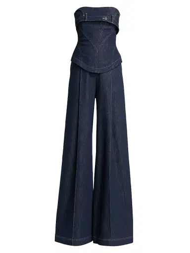 Et Ochs Women's Jordan Denim Corset Wide-Leg Jumpsuit - Midnight | Thumbnail 1 Et Ochs Women's Jordan Denim Corset Wide-Leg Jumpsuit - Midnight | Thumbnail 1