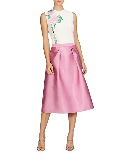 Kay Unger Women's Kendall Pleated Satin Midi-Skirt - Berry Sorbet | Thumbnail 2 Kay Unger Women's Kendall Pleated Satin Midi-Skirt - Berry Sorbet | Thumbnail 2