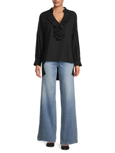 Harshman Women's Cordelia Ruffle Blouse - Black | Thumbnail 2 Harshman Women's Cordelia Ruffle Blouse - Black | Thumbnail 2