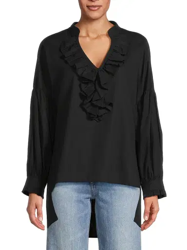 Harshman Women's Cordelia Ruffle Blouse - Black | Thumbnail 3 Harshman Women's Cordelia Ruffle Blouse - Black | Thumbnail 3