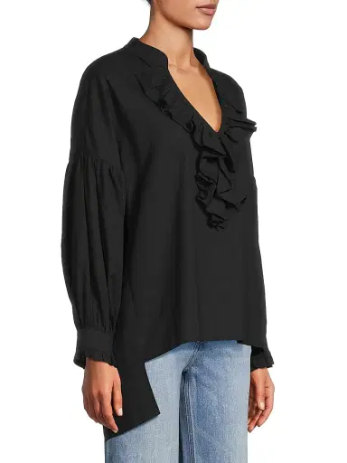Harshman Women's Cordelia Ruffle Blouse - Black | Thumbnail 4 Harshman Women's Cordelia Ruffle Blouse - Black | Thumbnail 4
