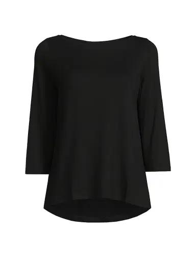 Majestic Filatures Women's Soft Touch Pleated Back Top - Noir | Thumbnail 1 Majestic Filatures Women's Soft Touch Pleated Back Top - Noir | Thumbnail 1
