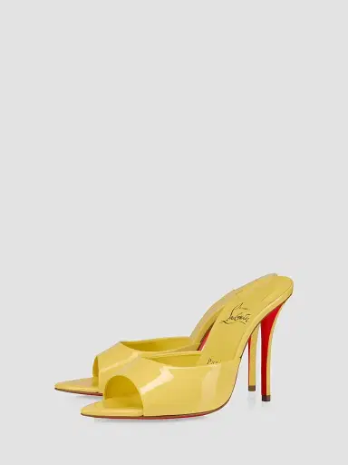 Christian Louboutin Women's Miss Z 100MM Patent Leather Mule Sandals - Vanilla | Thumbnail 2 Christian Louboutin Women's Miss Z 100MM Patent Leather Mule Sandals - Vanilla | Thumbnail 2