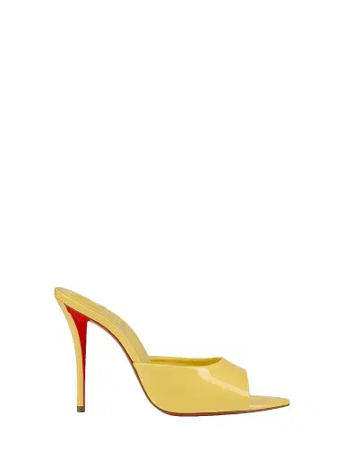 Christian Louboutin Women's Miss Z 100MM Patent Leather Mule Sandals - Vanilla | Thumbnail 1 Christian Louboutin Women's Miss Z 100MM Patent Leather Mule Sandals - Vanilla | Thumbnail 1