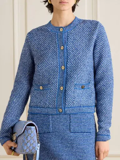 Gucci Striped Cotton-blend Bouclé Cardigan | Thumbnail 3 Gucci Striped Cotton-blend Bouclé Cardigan | Thumbnail 3