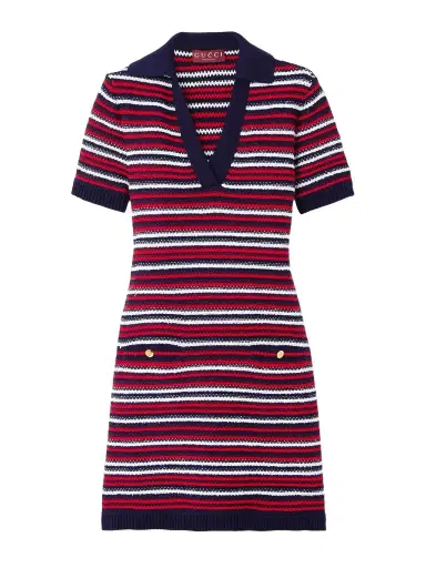 Gucci Striped Jacquard-knit Cotton-blend Mini Dress | Thumbnail 1 Gucci Striped Jacquard-knit Cotton-blend Mini Dress | Thumbnail 1