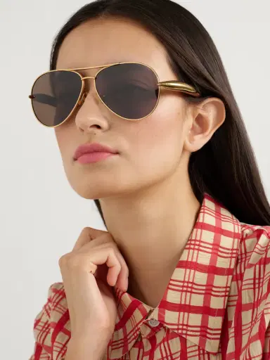 Bottega Veneta Eyewear Sardine Aviator-style Gold-tone Sunglasses | Thumbnail 2 Bottega Veneta Eyewear Sardine Aviator-style Gold-tone Sunglasses | Thumbnail 2