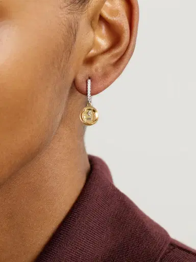 Foundrae Vivacity Mini Medallion 18-karat Yellow And White Gold Diamond Single Earring | Thumbnail 2 Foundrae Vivacity Mini Medallion 18-karat Yellow And White Gold Diamond Single Earring | Thumbnail 2