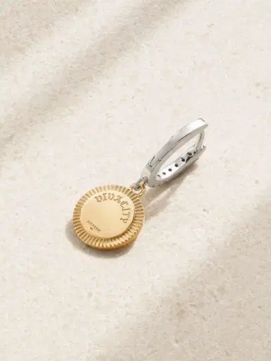 Foundrae Vivacity Mini Medallion 18-karat Yellow And White Gold Diamond Single Earring | Thumbnail 3 Foundrae Vivacity Mini Medallion 18-karat Yellow And White Gold Diamond Single Earring | Thumbnail 3