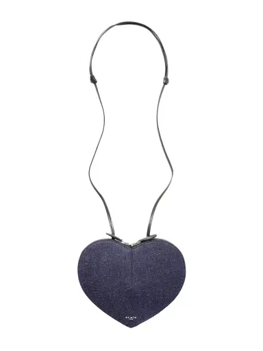 Alaïa Le Coeur Leather-trimmed Denim Shoulder Bag | Thumbnail 1 Alaïa Le Coeur Leather-trimmed Denim Shoulder Bag | Thumbnail 1