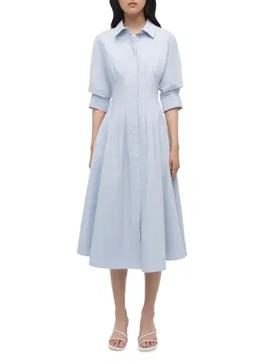 SIMKHAI Women's Jazz Pintucked Midi Shirtdress - Periwinkle Sky | Thumbnail 2 SIMKHAI Women's Jazz Pintucked Midi Shirtdress - Periwinkle Sky | Thumbnail 2