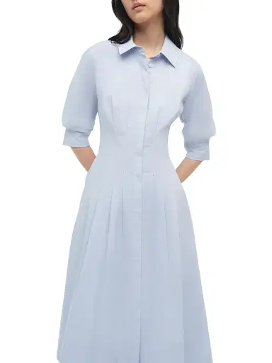 SIMKHAI Women's Jazz Pintucked Midi Shirtdress - Periwinkle Sky | Thumbnail 6 SIMKHAI Women's Jazz Pintucked Midi Shirtdress - Periwinkle Sky | Thumbnail 6