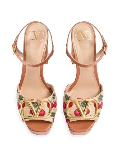Valentino Garavani Women's VLogo Signature Cherryfic Platform Sandals 115MM - Natural Red Multicolor | Thumbnail 4 Valentino Garavani Women's VLogo Signature Cherryfic Platform Sandals 115MM - Natural Red Multicolor | Thumbnail 4