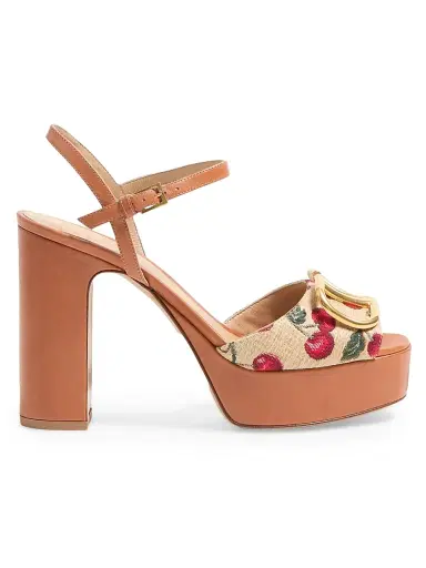Valentino Garavani Women's VLogo Signature Cherryfic Platform Sandals 115MM - Natural Red Multicolor | Thumbnail 1 Valentino Garavani Women's VLogo Signature Cherryfic Platform Sandals 115MM - Natural Red Multicolor | Thumbnail 1
