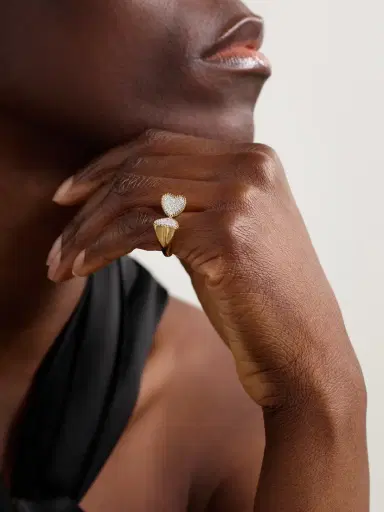 Yvonne Léon Double Coeur 9-karat Gold Diamond Ring | Thumbnail 2 Yvonne Léon Double Coeur 9-karat Gold Diamond Ring | Thumbnail 2