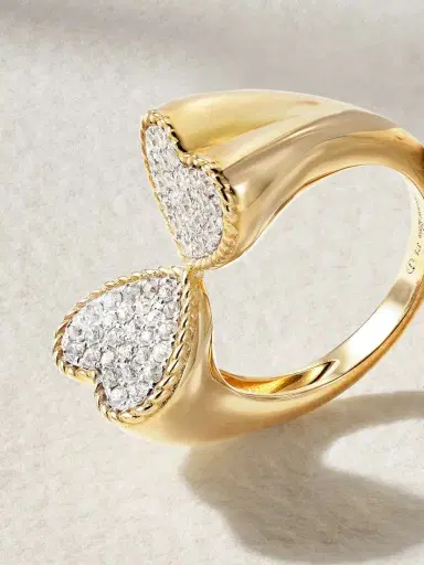 Yvonne Léon Double Coeur 9-karat Gold Diamond Ring | Thumbnail 4 Yvonne Léon Double Coeur 9-karat Gold Diamond Ring | Thumbnail 4