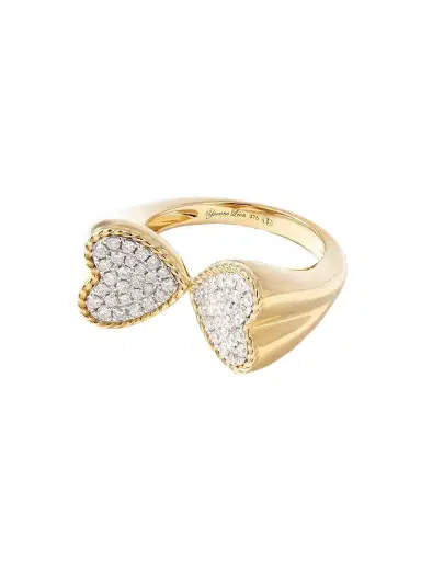 Yvonne Léon Double Coeur 9-karat Gold Diamond Ring | Thumbnail 1 Yvonne Léon Double Coeur 9-karat Gold Diamond Ring | Thumbnail 1