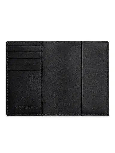 Bottega Veneta Men's Intrecciato Passport Case - Black Silver | Thumbnail 2 Bottega Veneta Men's Intrecciato Passport Case - Black Silver | Thumbnail 2