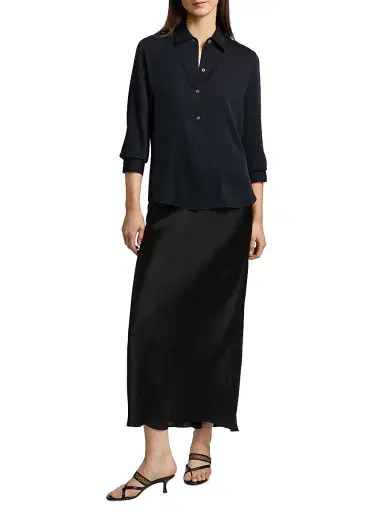 Vince Women's Silk Stretch Button-Front Shirt | Thumbnail 2 Vince Women's Silk Stretch Button-Front Shirt | Thumbnail 2