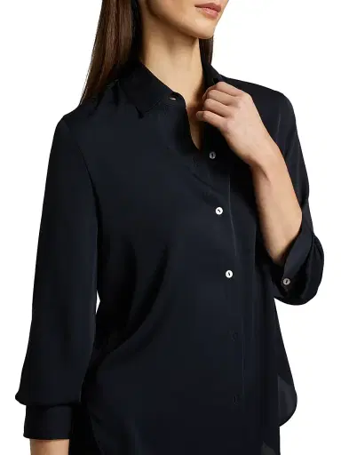 Vince Women's Silk Stretch Button-Front Shirt | Thumbnail 6 Vince Women's Silk Stretch Button-Front Shirt | Thumbnail 6