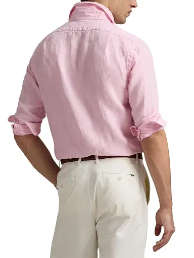 Polo Ralph Lauren Men's Classic-Fit Linen Shirt - Carmel Pink | Thumbnail 4 Polo Ralph Lauren Men's Classic-Fit Linen Shirt - Carmel Pink | Thumbnail 4