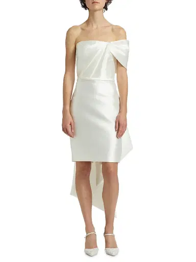 Amsale Women's One-Shoulder Bow Back Satin Dress - Ivory - Size 14 | Thumbnail 3 Amsale Women's One-Shoulder Bow Back Satin Dress - Ivory - Size 14 | Thumbnail 3