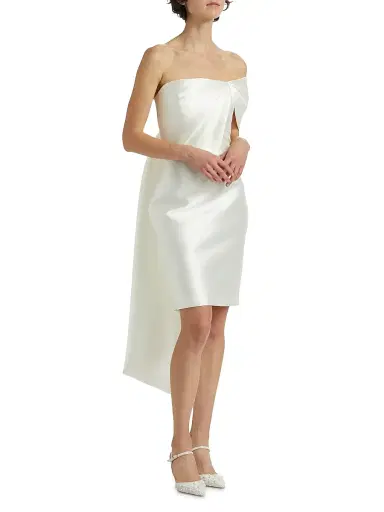 Amsale Women's One-Shoulder Bow Back Satin Dress - Ivory - Size 14 | Thumbnail 4 Amsale Women's One-Shoulder Bow Back Satin Dress - Ivory - Size 14 | Thumbnail 4