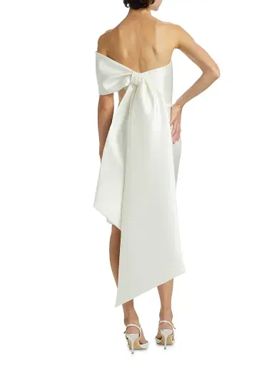 Amsale Women's One-Shoulder Bow Back Satin Dress - Ivory - Size 14 | Thumbnail 5 Amsale Women's One-Shoulder Bow Back Satin Dress - Ivory - Size 14 | Thumbnail 5