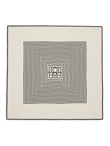 Toteme Women's Centered Monogrammed Silk Scarf - Creme Monogram | Thumbnail 1 Toteme Women's Centered Monogrammed Silk Scarf - Creme Monogram | Thumbnail 1