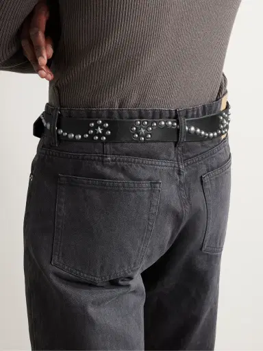 Our Legacy 3.5cm Star Fall Studded Leather Belt - Men | Thumbnail 2 Our Legacy 3.5cm Star Fall Studded Leather Belt - Men | Thumbnail 2