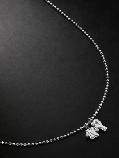 Greg Yuna Sÿlver Babÿ Umlaut NY Initial Sterling Silver Diamond Pendant Necklace - Men | Thumbnail 1 Greg Yuna Sÿlver Babÿ Umlaut NY Initial Sterling Silver Diamond Pendant Necklace - Men | Thumbnail 1