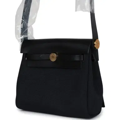 HERMÈS Hermes Herbag Zip 20 Mini Black Toile Militaire Canvas and Black Vache Hunter Gold Hardware | Thumbnail 5 HERMÈS Hermes Herbag Zip 20 Mini Black Toile Militaire Canvas and Black Vache Hunter Gold Hardware | Thumbnail 5