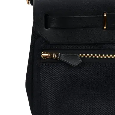 HERMÈS Hermes Herbag Zip 20 Mini Black Toile Militaire Canvas and Black Vache Hunter Gold Hardware | Thumbnail 7 HERMÈS Hermes Herbag Zip 20 Mini Black Toile Militaire Canvas and Black Vache Hunter Gold Hardware | Thumbnail 7